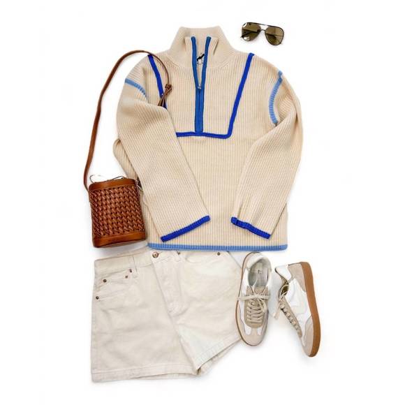 NEW ENGLISH FACTORY caroline sweater in blue multi - Picture 4 of 4